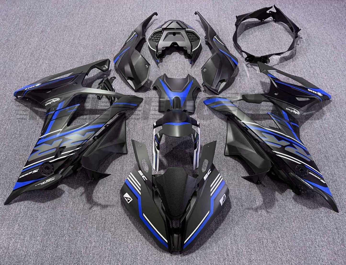 MATT BLACK BLUE FAIRING KIT FOR BMW S1000RR 2019-2022