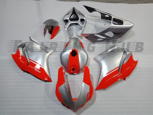 RED SILVER FIBERGLASS RACE FAIRING KIT FOR DUCATI 899 1199