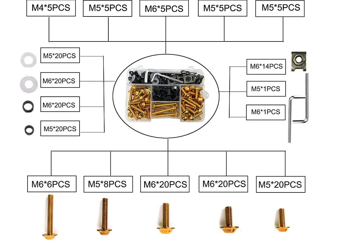 Completely Bolt Kit For Motorcycle Fairing Kit